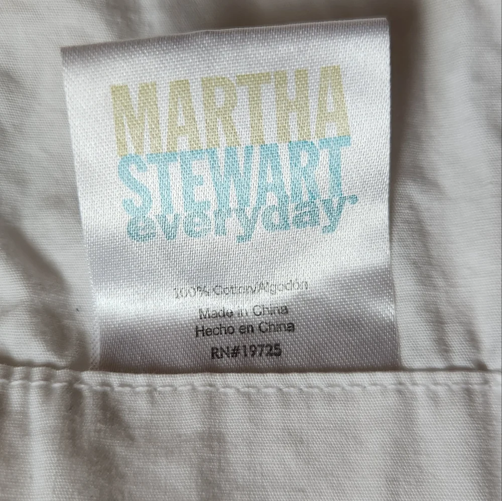 Martha Stewart White Curtain with Green Butterfly Design